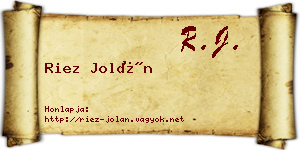 Riez Jolán névjegykártya